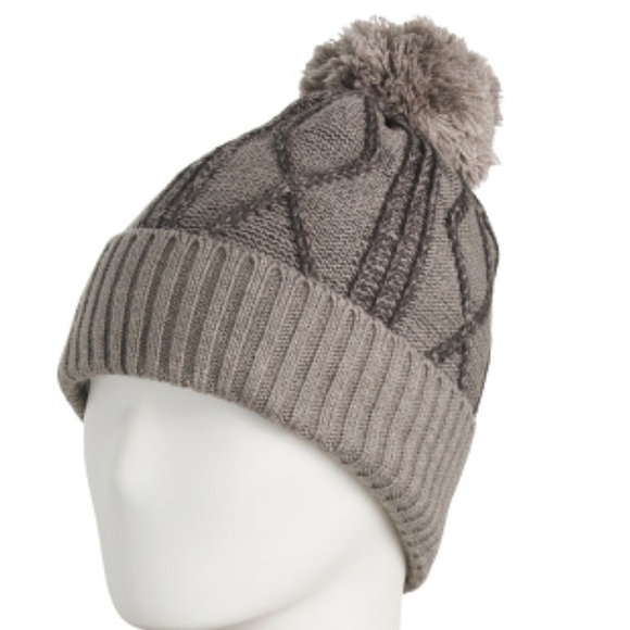NWT Timberland Cable Knit Pom Pom Beanie in Light Heather Grey - Picture 2 of 9